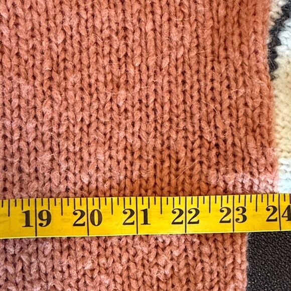 Madewell Ballon Striped Sleeves V-Neck Sweater in Faded Coral Colorblocked L - Picture 9 of 12